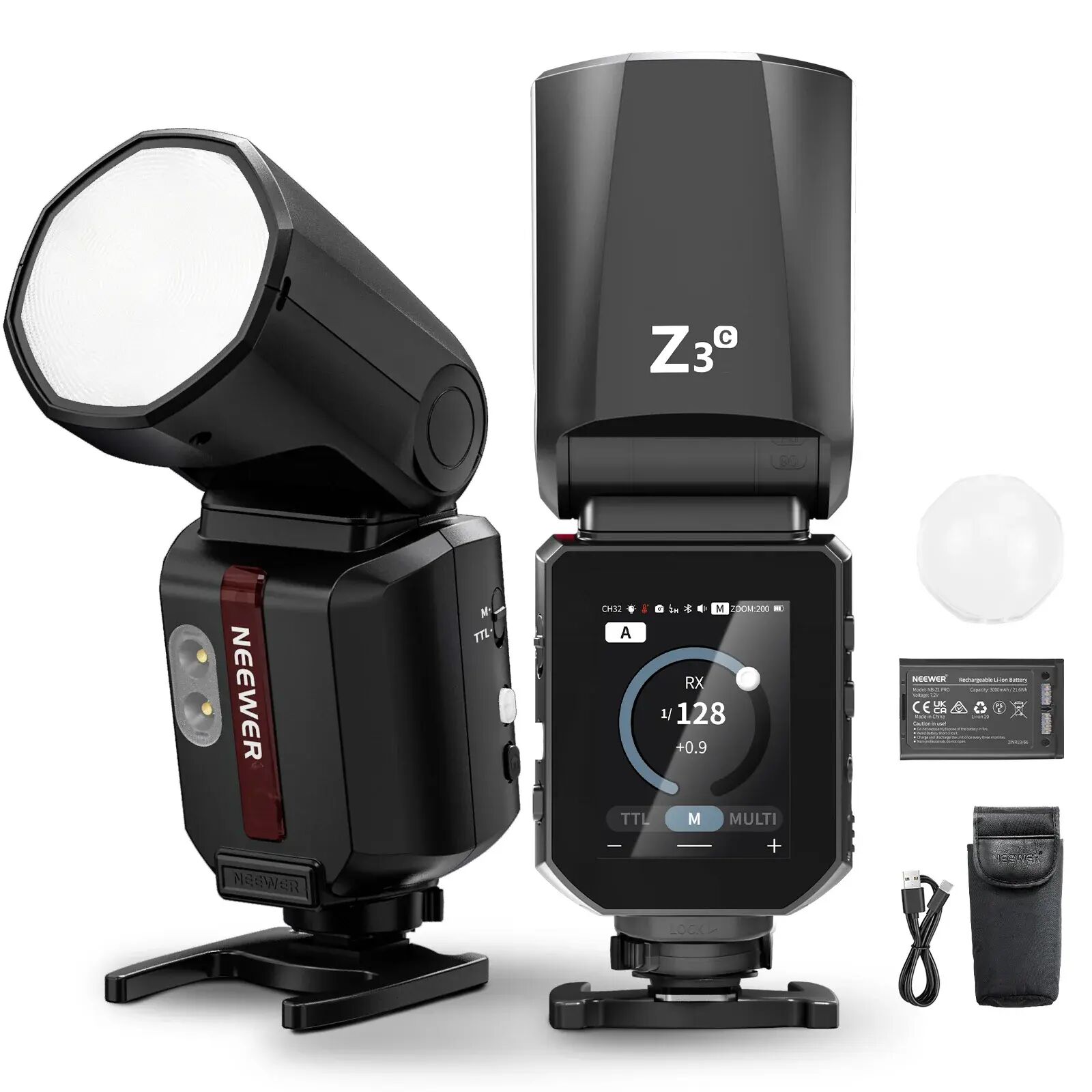Neewer Z3R-C Canon Uyumlu 100W Yuvarlak Kafa Akülü Tepe Flaşı