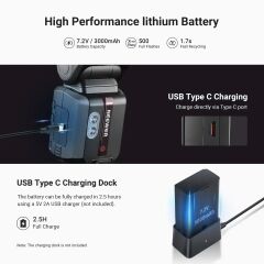 Neewer Z3R-C Canon Uyumlu 100W Yuvarlak Kafa Akülü Tepe Flaşı