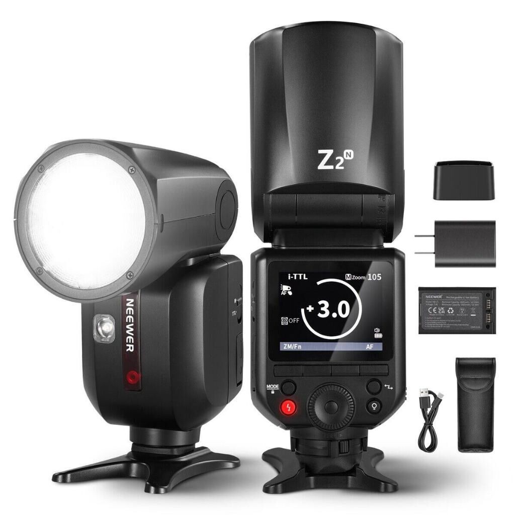 Neewer Z2PRO-N Nikon Uyumlu 76W Yuvarlak Kafa Akülü Tepe Flaşı