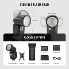 Neewer Z2PRO-N Nikon Uyumlu 76W Yuvarlak Kafa Akülü Tepe Flaşı