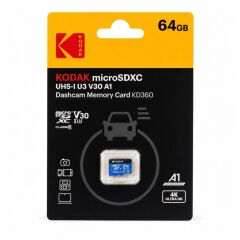Kodak 64GB UHS-I U3/V30/A1 Araç Kamerası için MicroSD Kart KD360
