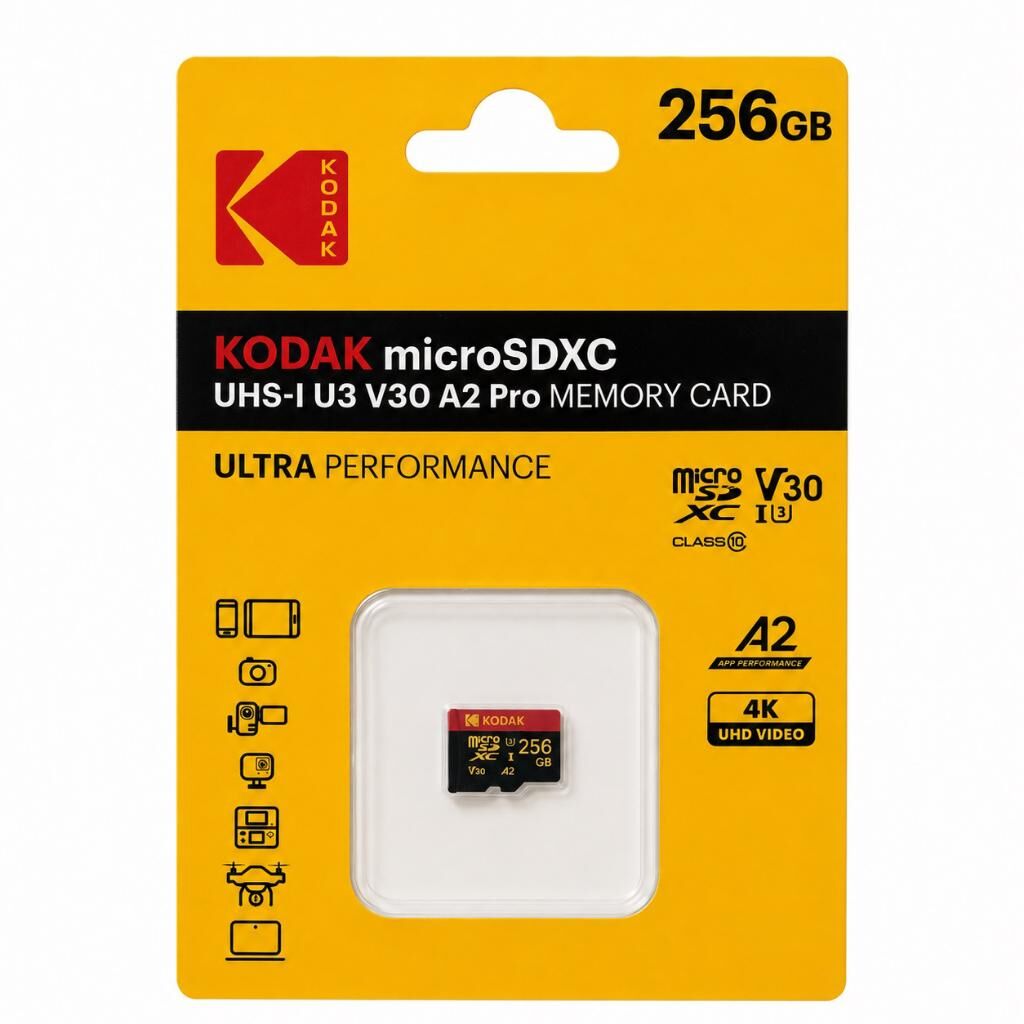 Kodak 256GB UHS-I U3 V30 PRO MicroSD Kart