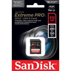 Sandisk 512GB SDXC Extreme Pro 280MB/s UHS-II V60 Kart