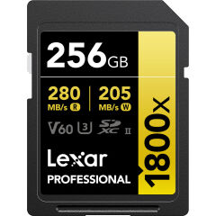 Lexar 256GB Gold 1800x V60 UHS-II SDXC Hafıza Kartı