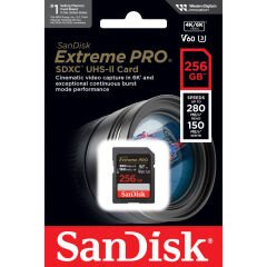 Sandisk 256GB SDXC Extreme Pro 280MB/s UHS-II V60 Kart
