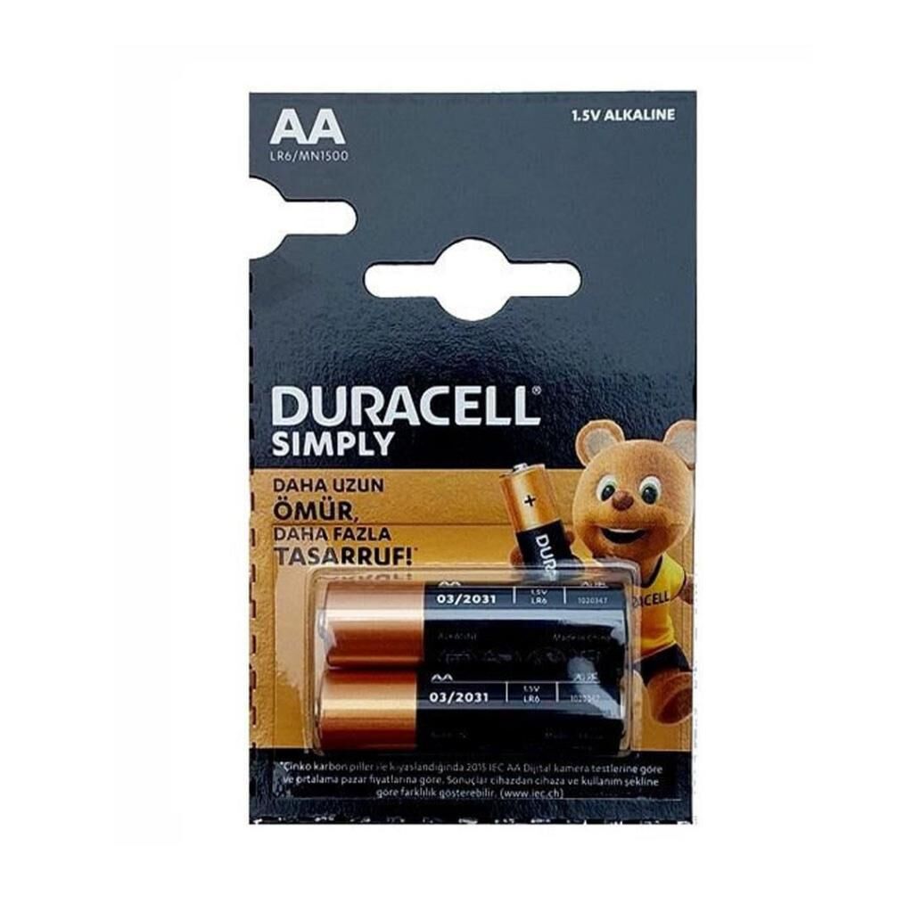 Duracell AA 2'li Simply Alkalin Kalem Pil