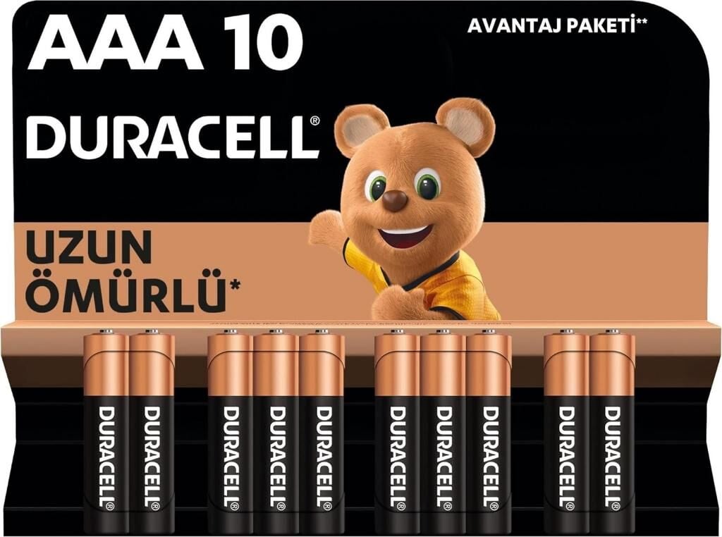 Duracell AAA 10'lU Alkalin İnce Kalem Pil (SKT: 03-2035)