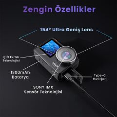 Sjcam SJ11 Active Dual Screen Aksiyon Kamerası Siyah