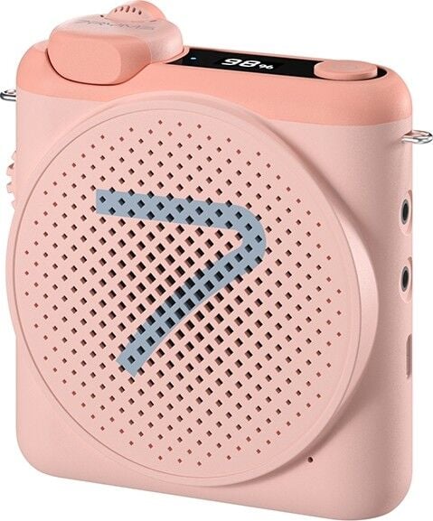 7Ryms WA2 Kablosuz Yaka Mikrofonlu Taşınabilir Ses Amplifikatörü Pembe