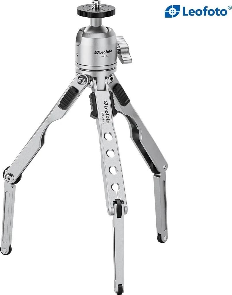 Leofoto MT-03 + MBH-20 Mini Tripod Kiti Gümüş