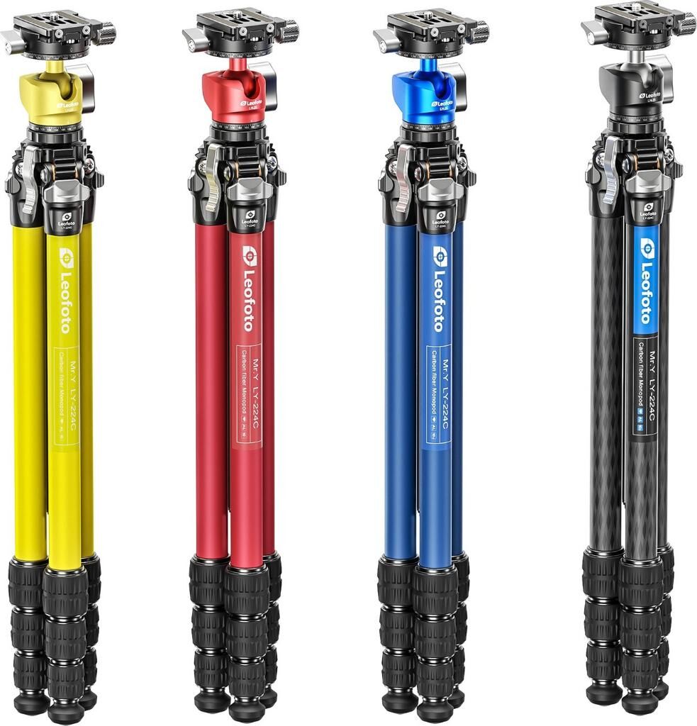 Leofoto LY-224C+LH-25 Y Şekilli Orta Sütun Tasarımlı Tripod Sarı