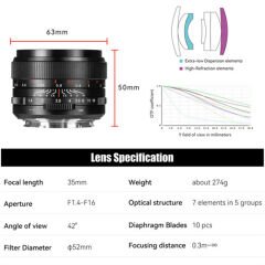 7Artisans MF 35mm f/1.4 Mark III FF Lens (Sony E)