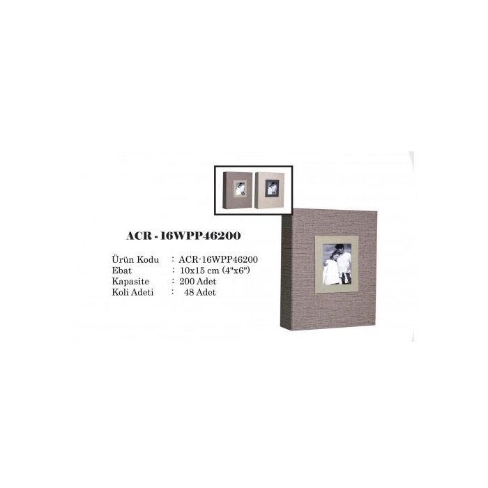 ACR 10x15cm Pencereli Koton Desenli Albüm 200'lük (Cappuccino)