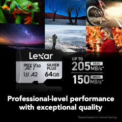 Lexar 64GB Silver Plus 205MB/s microSDXC Hafıza Kartı