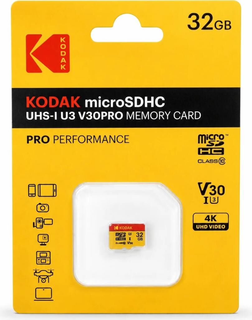 Kodak 32GB UHS-I U3 A1 V30PRO MicroSD Kart