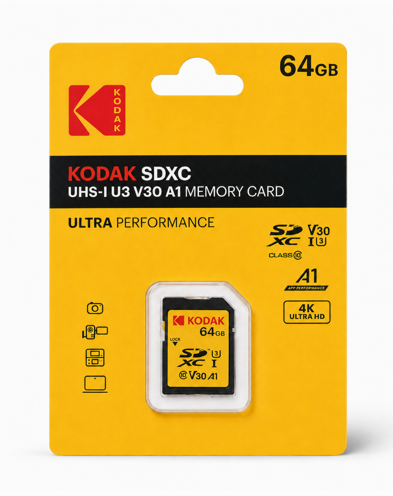 Kodak 64GB UHS-I U3 A2 V30Ultra SDXC Kart