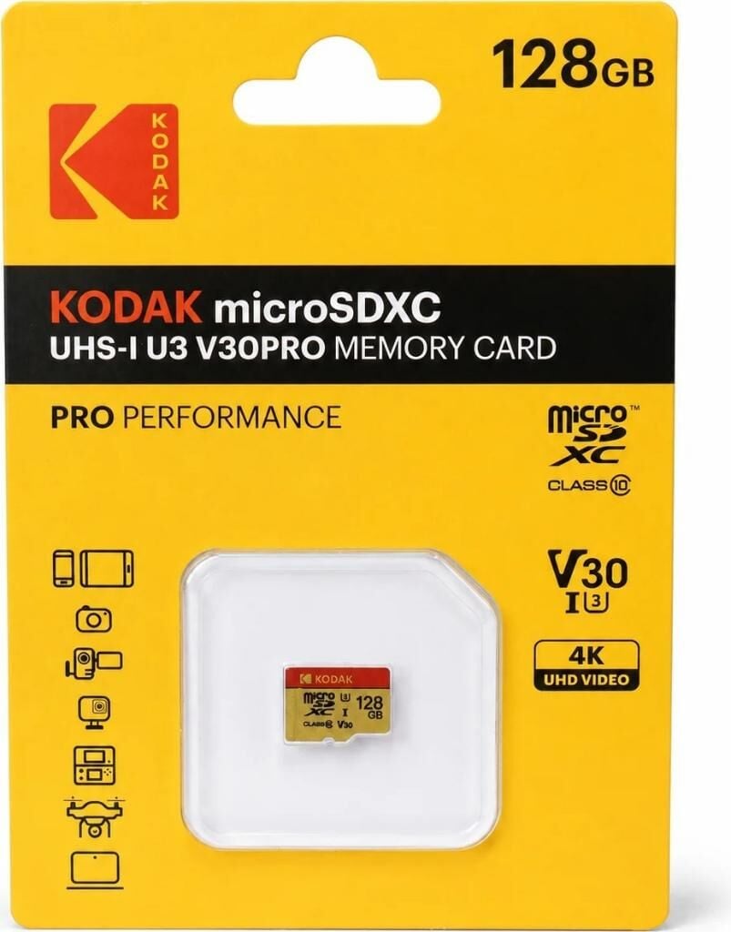 Kodak 128GB UHS-I U3 A1 V30PRO MicroSD Kart