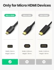 Ugreen 4K 60Hz Micro HDMI to HDMI Kablo 1.5 Metre