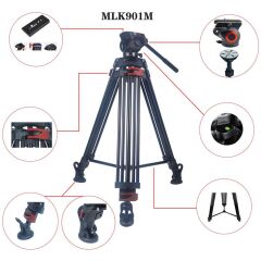 Milica MLK-901M 165cm Çantalı Profesyonel Video Tripod
